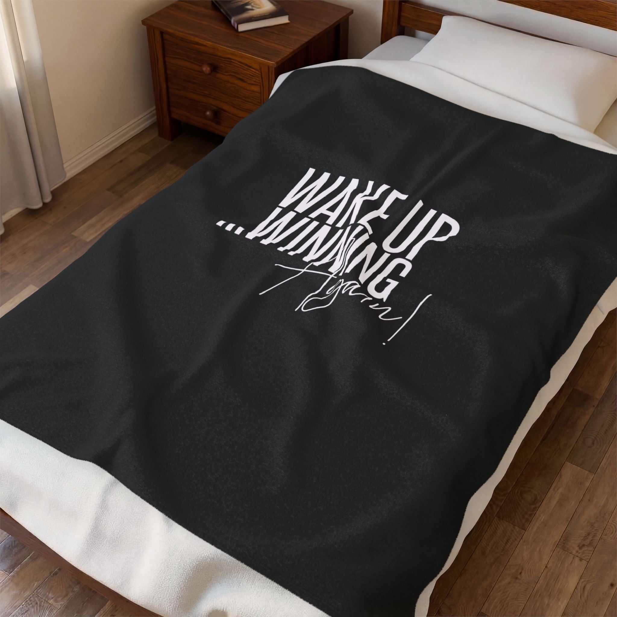 Velveteen Plush Blanket - 'Wake Up Winning Again' Inspirational Throw