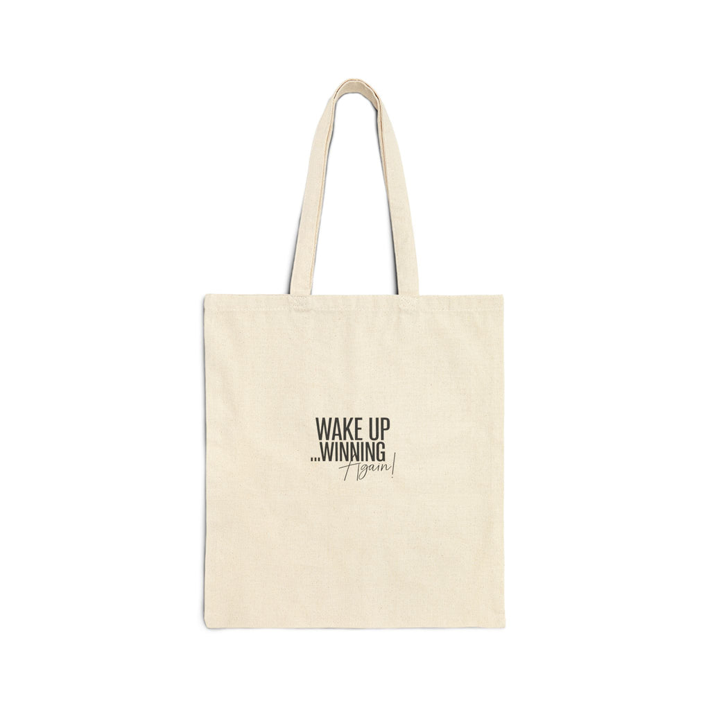 Canvas Tote Bag — "Wake Up Winning" Motivational Eco Shopper