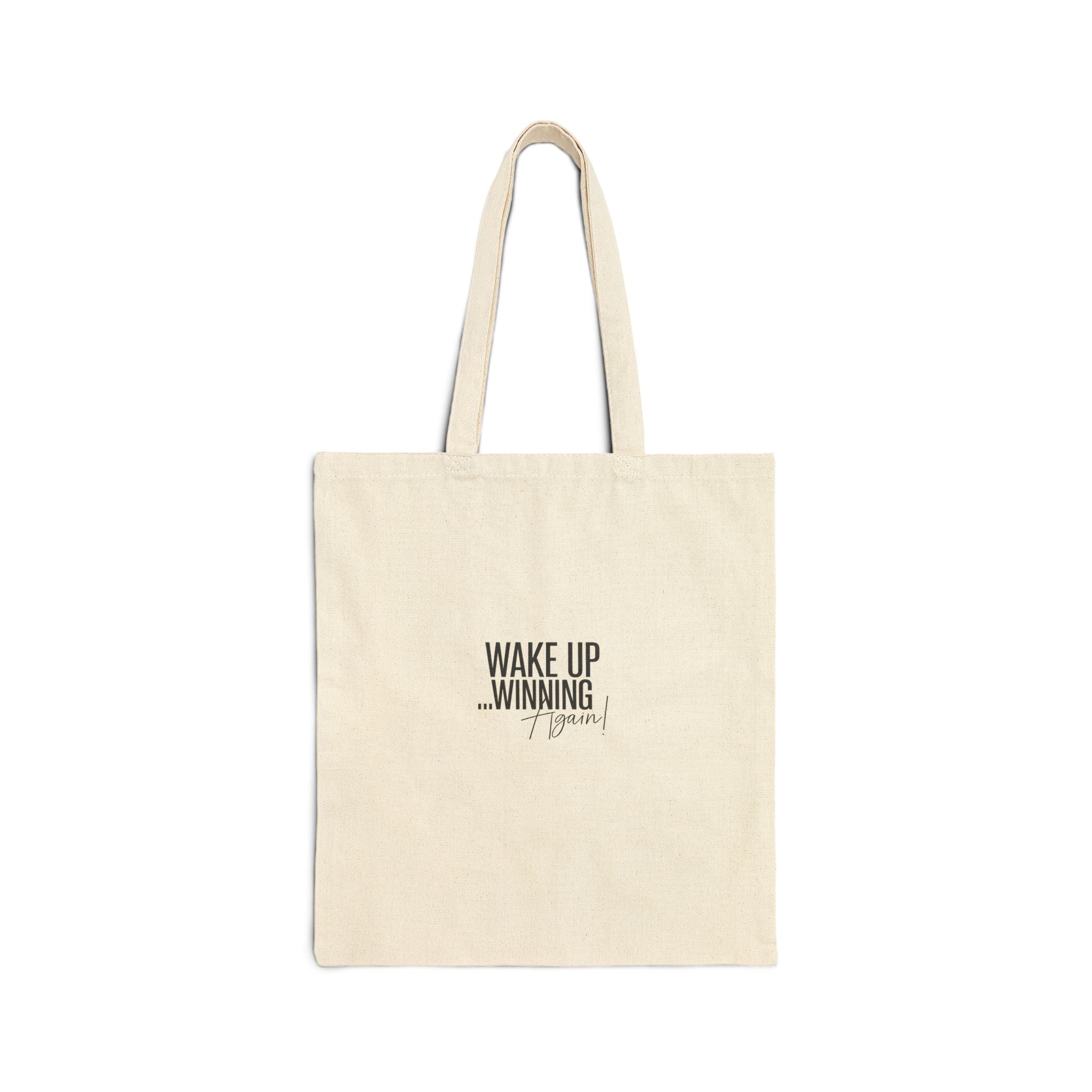 Canvas Tote Bag — "Wake Up Winning" Motivational Eco Shopper