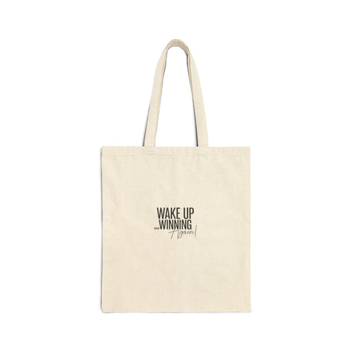 Canvas Tote Bag — "Wake Up Winning" Motivational Eco Shopper