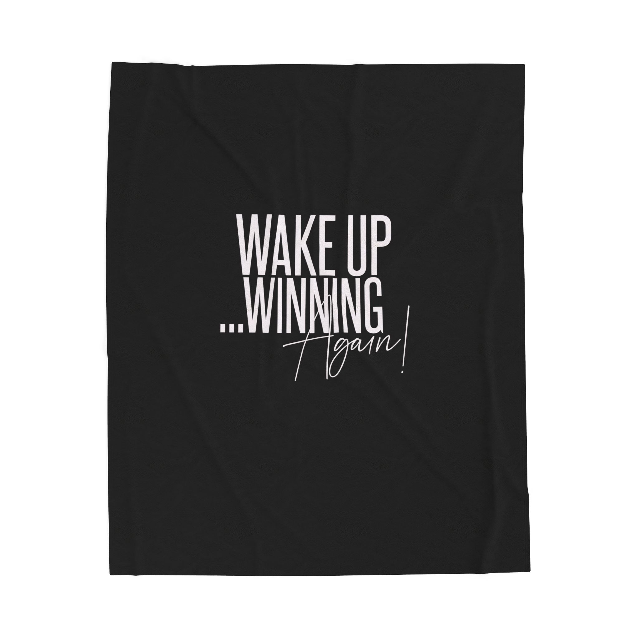 Velveteen Plush Blanket - 'Wake Up Winning Again' Inspirational Throw